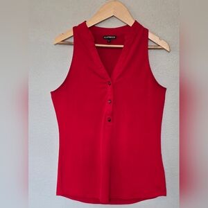 Express Red V Neck Sleeveless Shirt Size XS